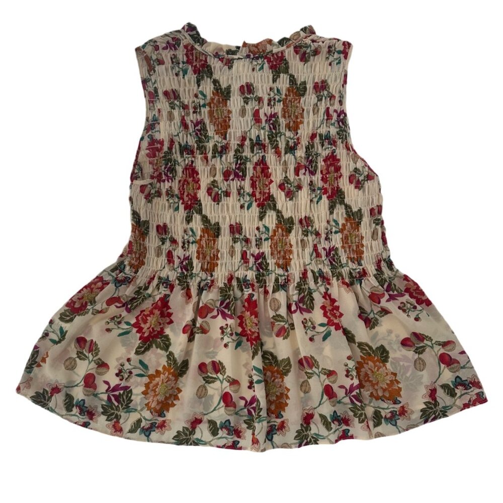 Rose & Olive Smocked Floral Smocked Sleeveless Blouse Size M - Picture 6 of 7